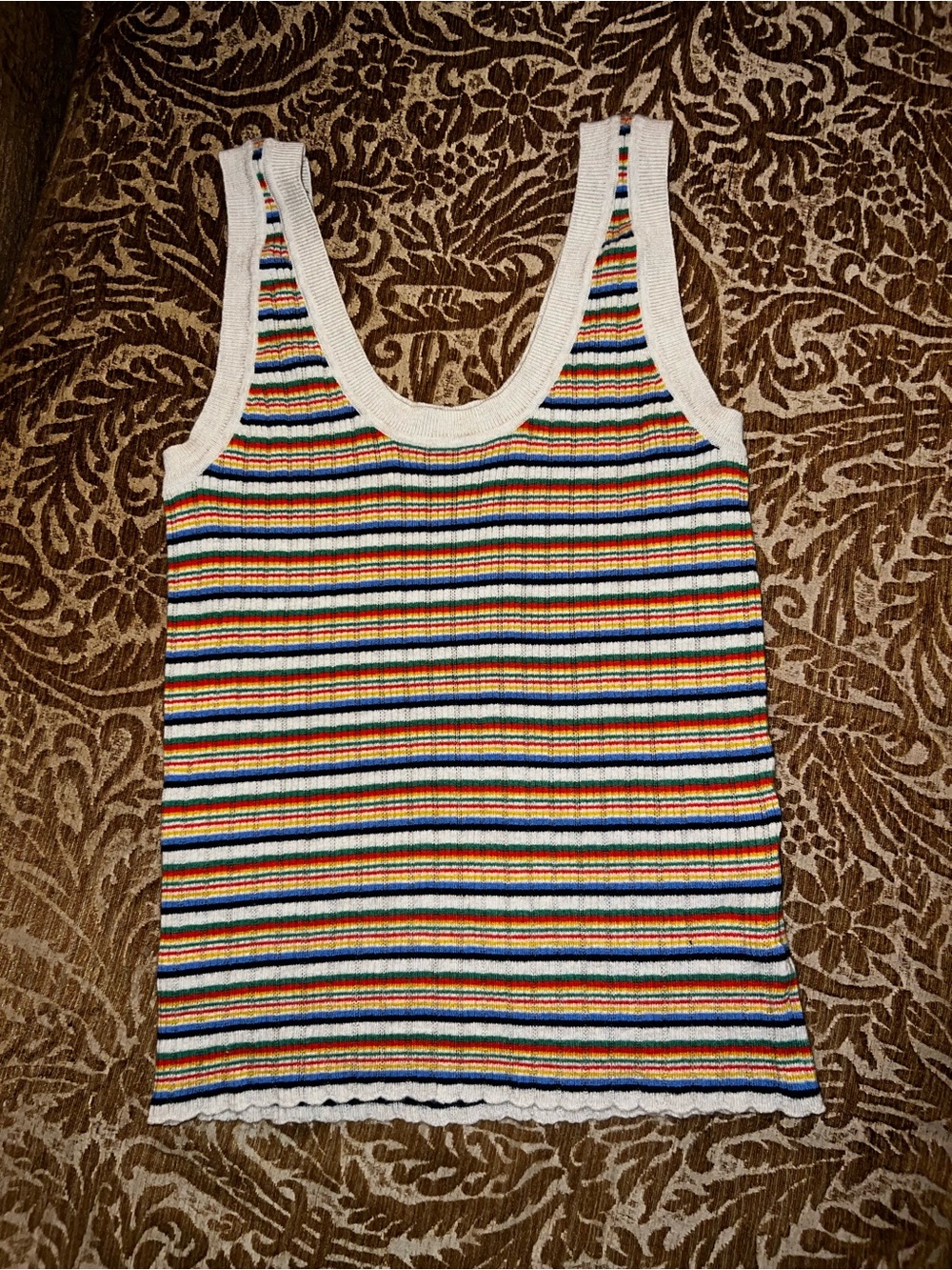 Madewell Ribbed Rainbow Stripe Tank with Light Trim